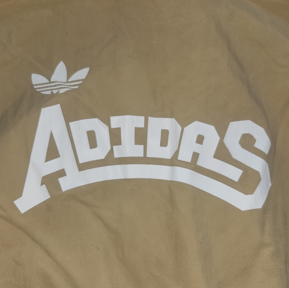 Adidas youth windbreaker full zip jacket size 14-15 vintage style tan/pink/white - Picture 3 of 6